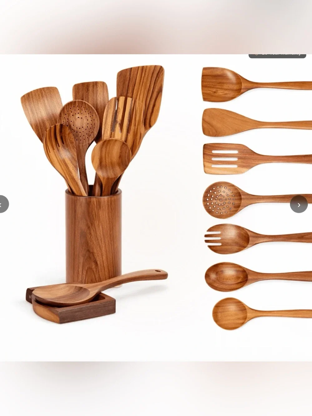Wooden Cooking Utensil Set in Natural Brown - 6-Piece